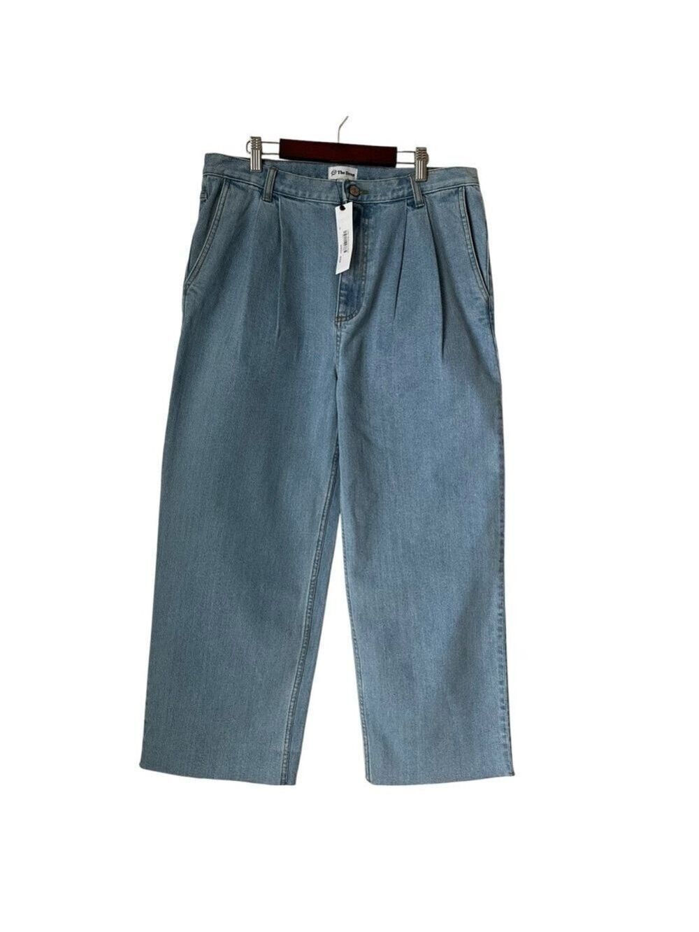The Drop Core Trend Pleated Wide Leg Light Wash Blue Denim Jeans Women’s Size 29